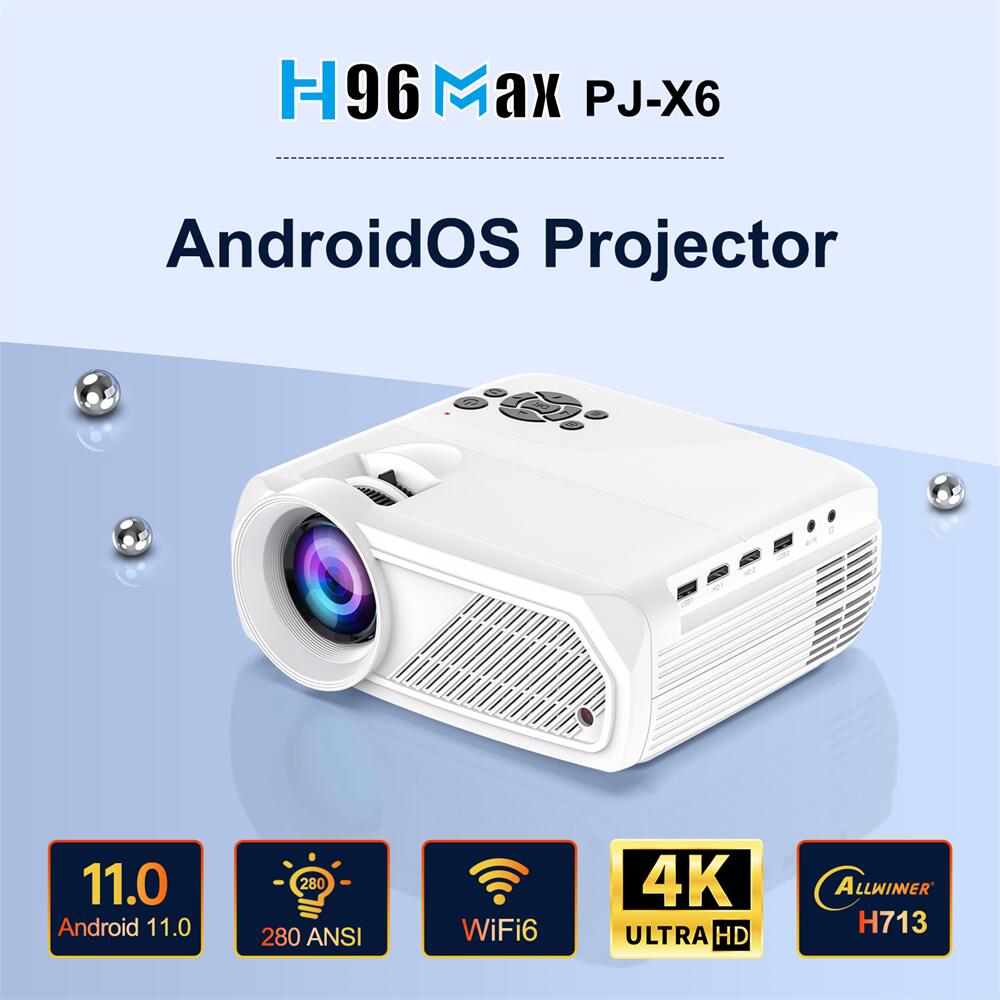 Calidad de sonido increíble del proyector H96Max PJ-X6 Allwinner H713 para Android