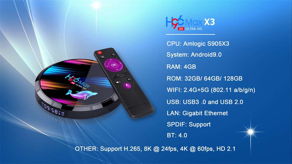 H96 Max X3 Amlogic S905X3 ott tv box China manufacturer supplier